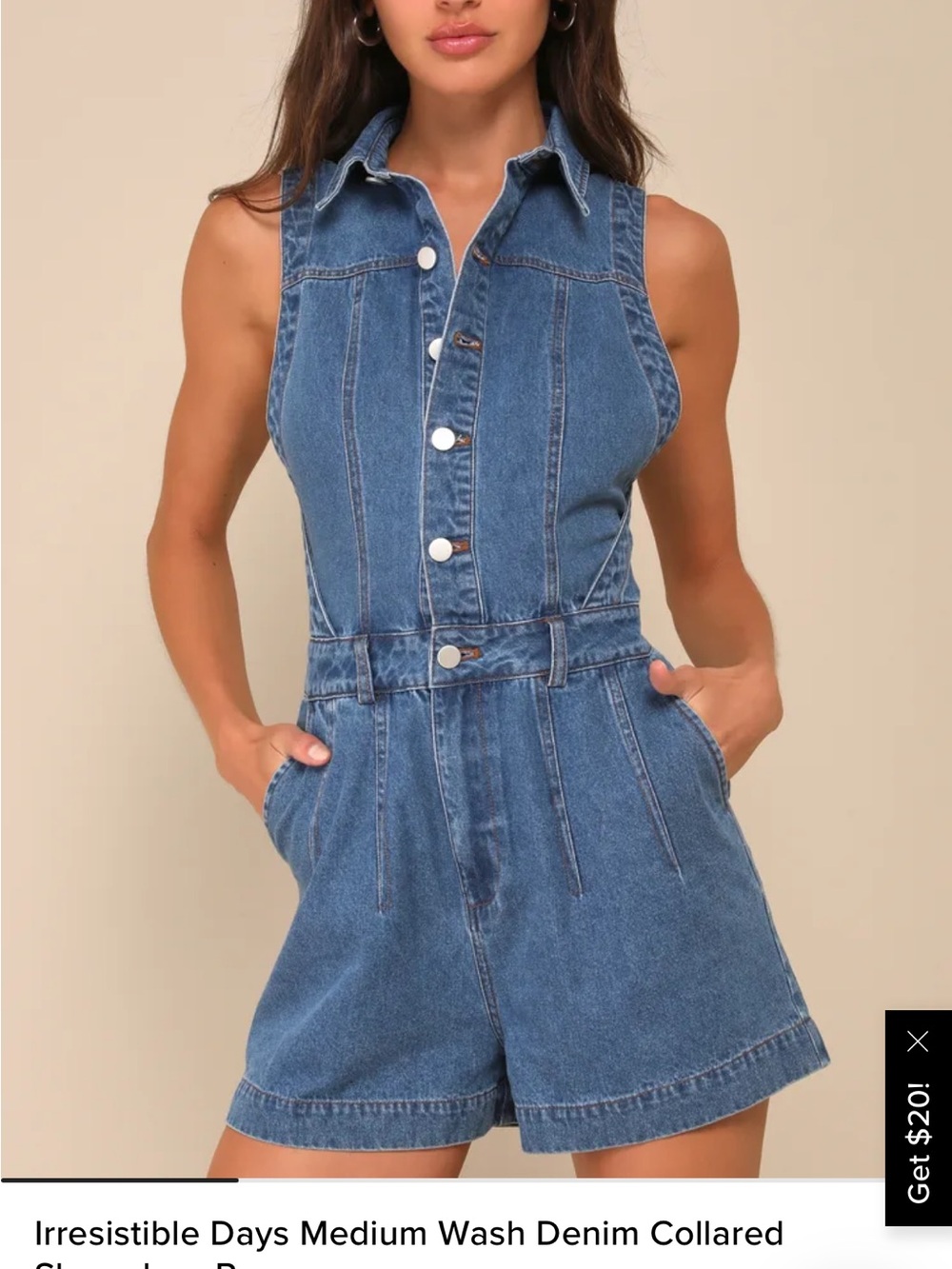 Lulu's Blue Denim Button-Front Romper - Picture 5 of 5